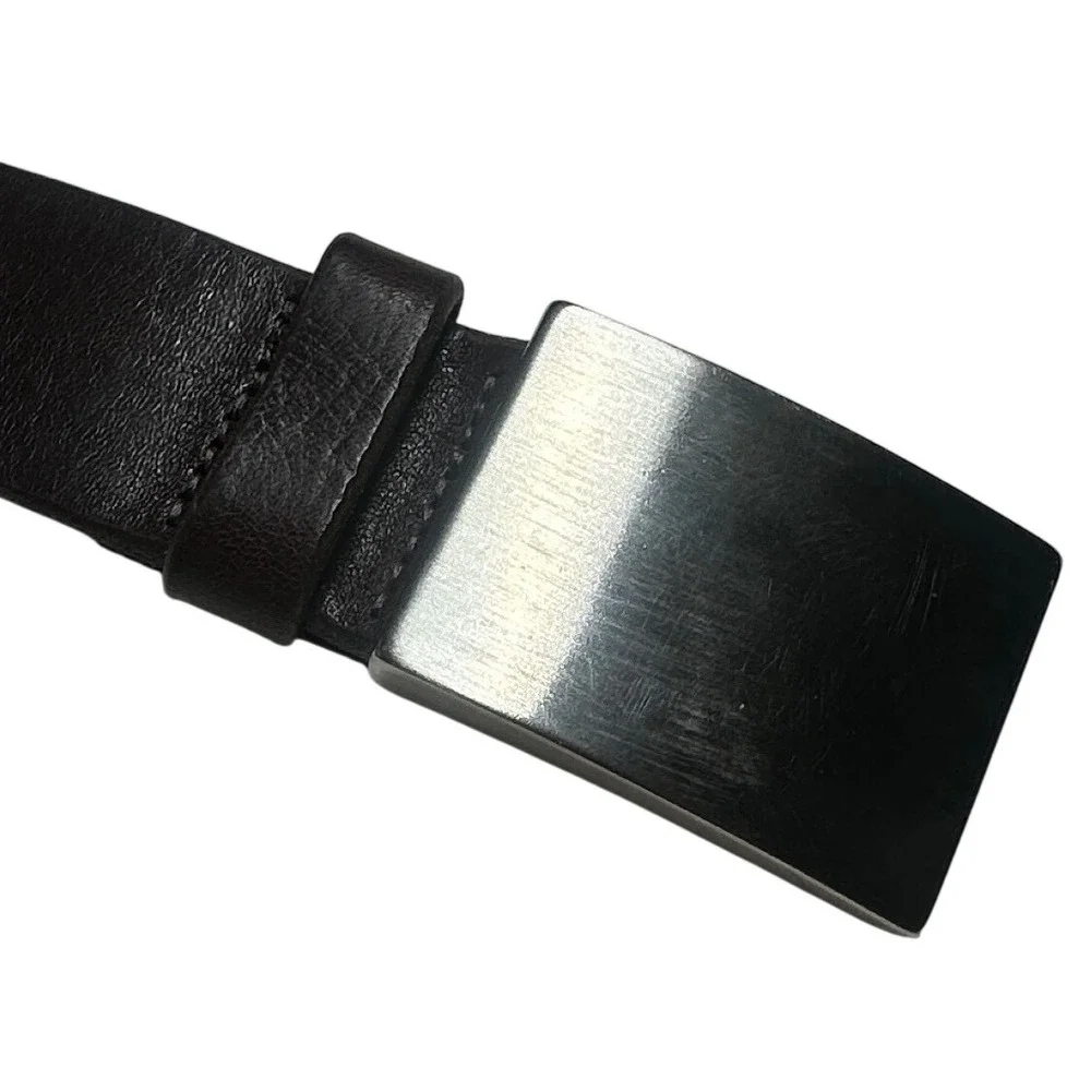 Paul Fredrick Bridle Leather Belt Mens Size 44 Brown Silver Plaque‎ Buckle